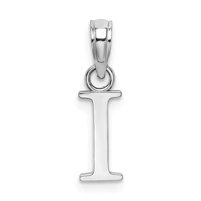 TreasureFineJewelers Necklaces 14K White Gold Polished Block Letter I Initial Pendant