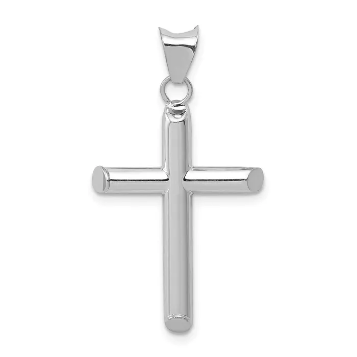 TreasureFineJewelers Necklaces 14k White Gold Polished Hollow Cross Pendant TreasureFineJewelers Necklaces 14k White Gold Polished Hollow Cross Pendant