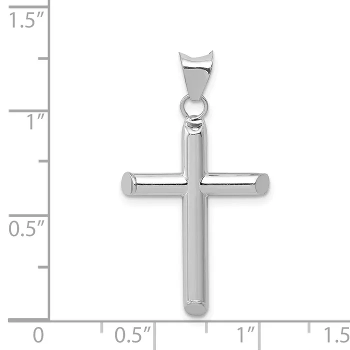 TreasureFineJewelers Necklaces 14k White Gold Polished Hollow Cross Pendant