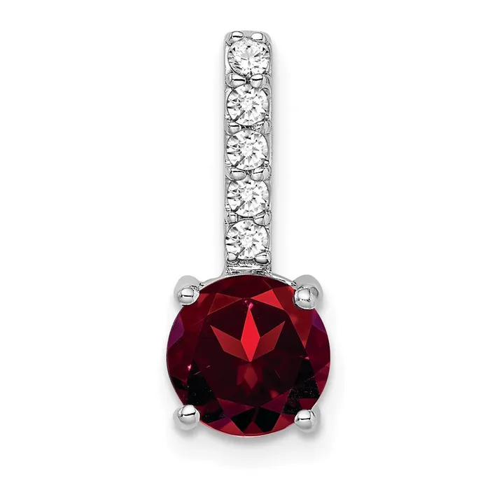 TreasureFineJewelers Necklaces 14k White Gold Round Garnet and Diamond Pendant TreasureFineJewelers Necklaces 14k White Gold Round Garnet and Diamond Pendant