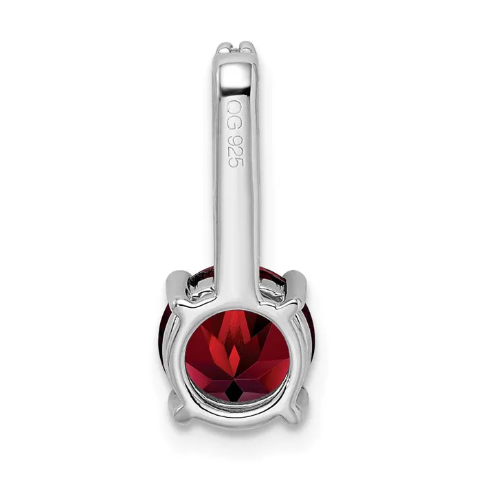 TreasureFineJewelers Necklaces 14k White Gold Round Garnet and Diamond Pendant