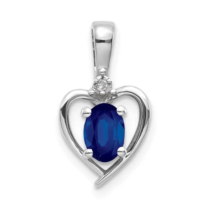 TreasureFineJewelers Necklaces 14k White Gold Sapphire and Diamond Heart Pendant TreasureFineJewelers Necklaces 14k White Gold Sapphire and Diamond Heart Pendant