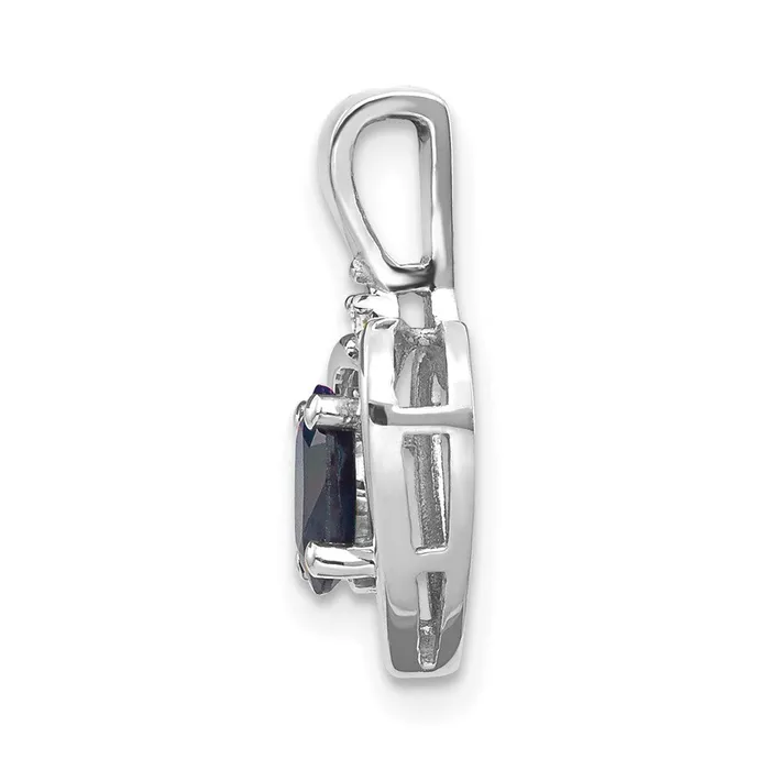 TreasureFineJewelers Necklaces 14k White Gold Sapphire and Diamond Heart Pendant