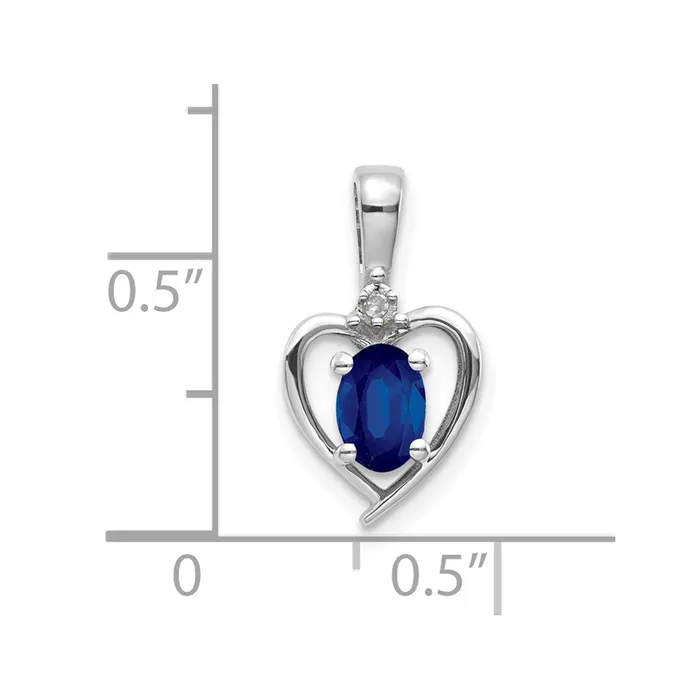 TreasureFineJewelers Necklaces 14k White Gold Sapphire and Diamond Heart Pendant