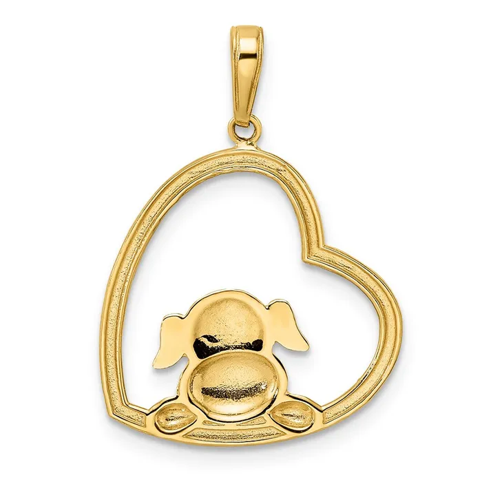 TreasureFineJewelers Necklaces 14k White Rhodium DC Puppy in Heart Pendant