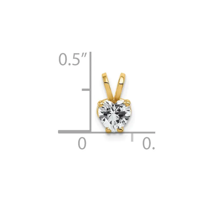 TreasureFineJewelers Necklaces 14k Yellow Gold 5mm Heart Cubic Zirconia pendant