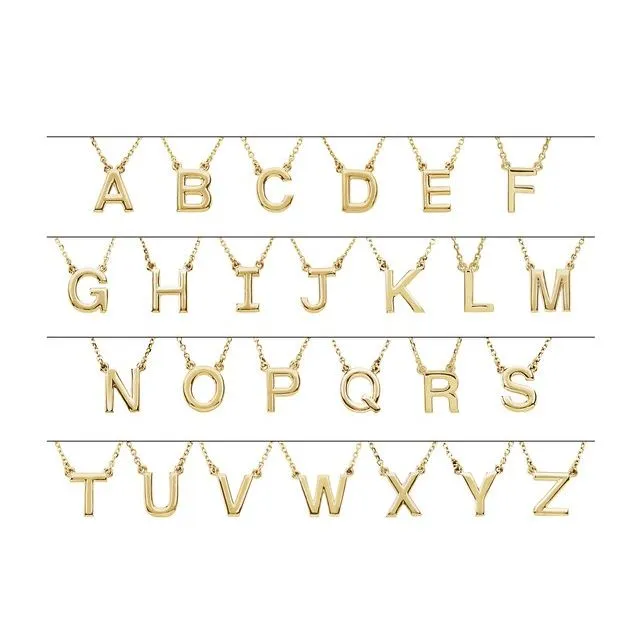 TreasureFineJewelers Necklaces 14K Yellow Gold Block Initial C 16 Necklace