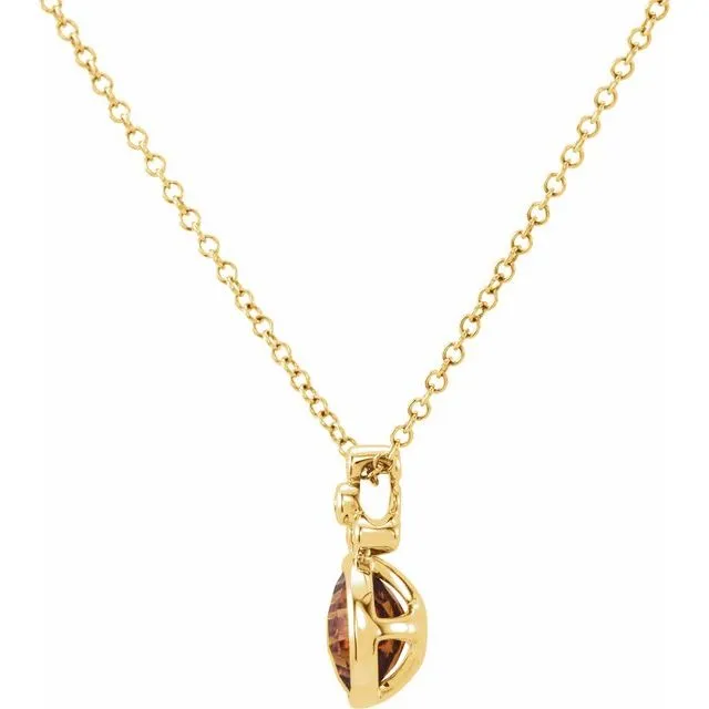 TreasureFineJewelers Necklaces 14K Yellow Gold Checkerboard Citrine 04 CTW Diamond 18 Necklace