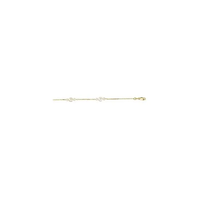 TreasureFineJewelers Necklaces 14K Yellow Gold Cultured White Gold Freshwater Pearl 17 Necklace