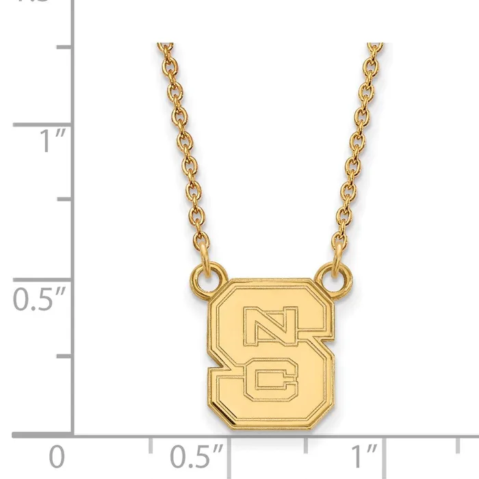 TreasureFineJewelers Necklaces 14K Yellow Gold North Carolina State University Small Pendant with Necklace