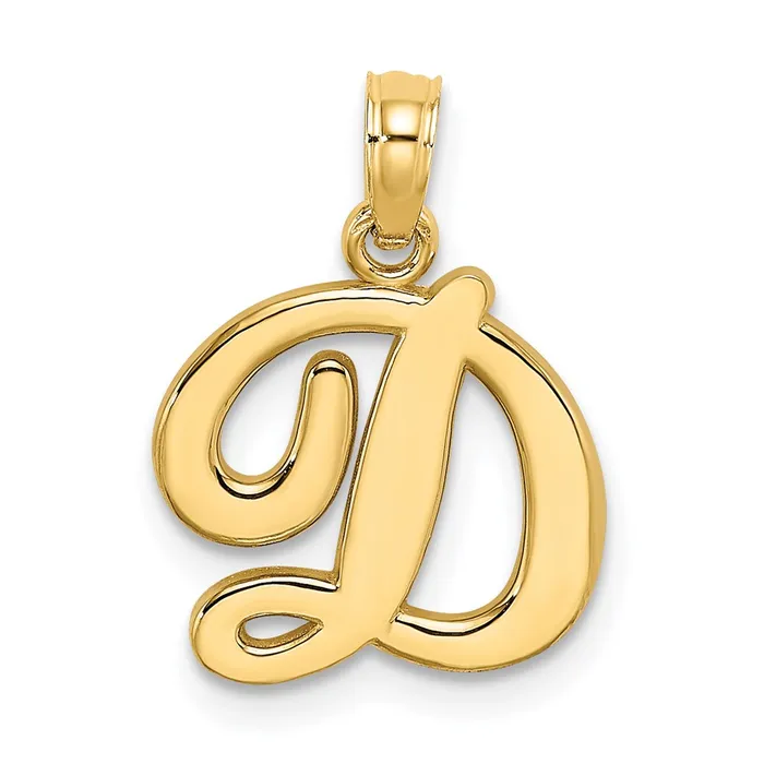 TreasureFineJewelers Necklaces 14k Yellow Gold Script Letter D Initial Pendant TreasureFineJewelers Necklaces 14k Yellow Gold Script Letter D Initial Pendant