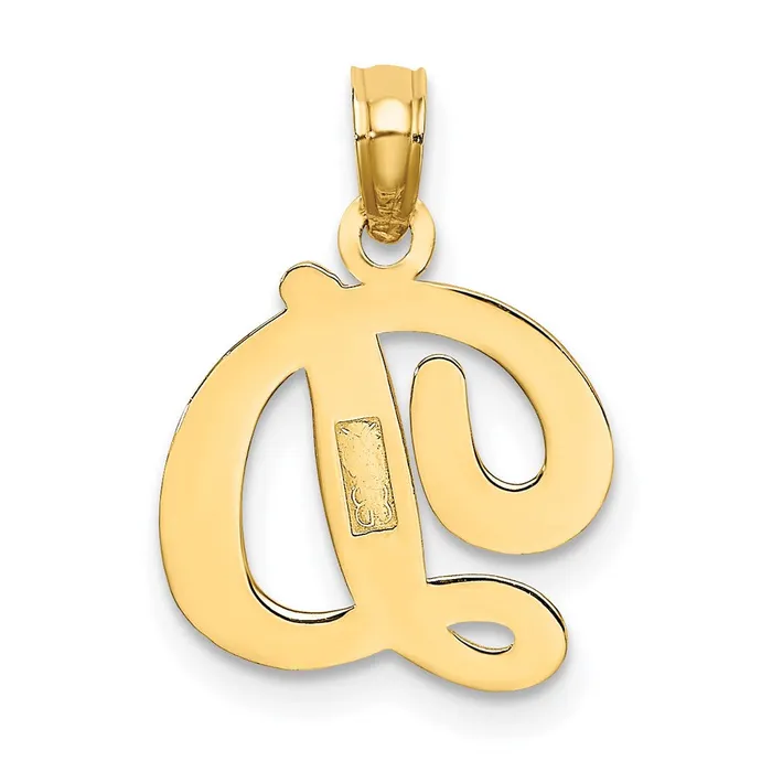 TreasureFineJewelers Necklaces 14k Yellow Gold Script Letter D Initial Pendant