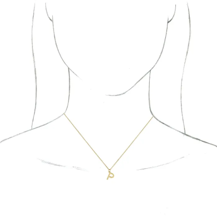 TreasureFineJewelers Necklaces 18K Yellow GoldPlated Sterling Silver Initial P Dangle 16 Necklace
