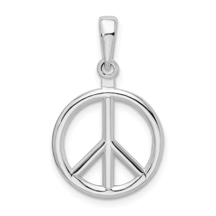 TreasureFineJewelers Necklaces DeAni Sterling Silver RhodiumPlated Polished Peace Symbol Pendant TreasureFineJewelers Necklaces DeAni Sterling Silver RhodiumPlated Polished Peace Symbol Pendant