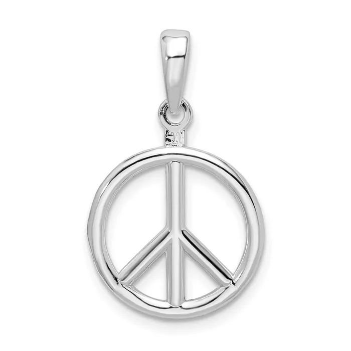 TreasureFineJewelers Necklaces DeAni Sterling Silver RhodiumPlated Polished Peace Symbol Pendant