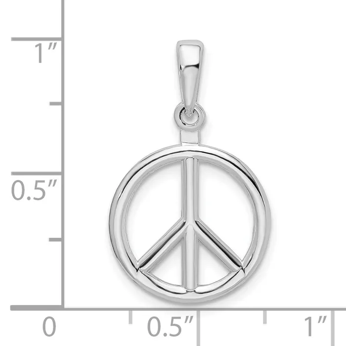 TreasureFineJewelers Necklaces DeAni Sterling Silver RhodiumPlated Polished Peace Symbol Pendant