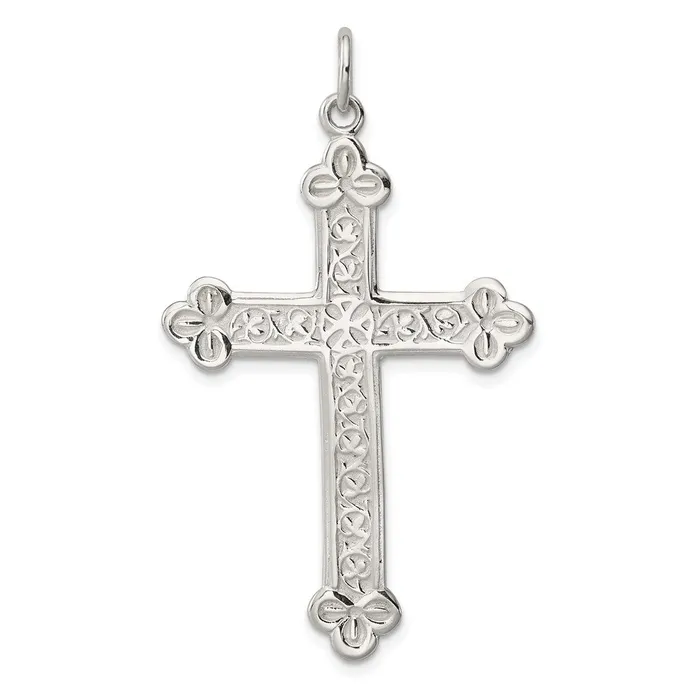 TreasureFineJewelers Necklaces Sterling Silver Budded Cross Pendant