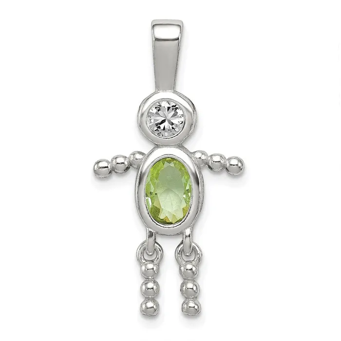 TreasureFineJewelers Necklaces Sterling Silver CZ August Glass Boy Pendant TreasureFineJewelers Necklaces Sterling Silver CZ August Glass Boy Pendant