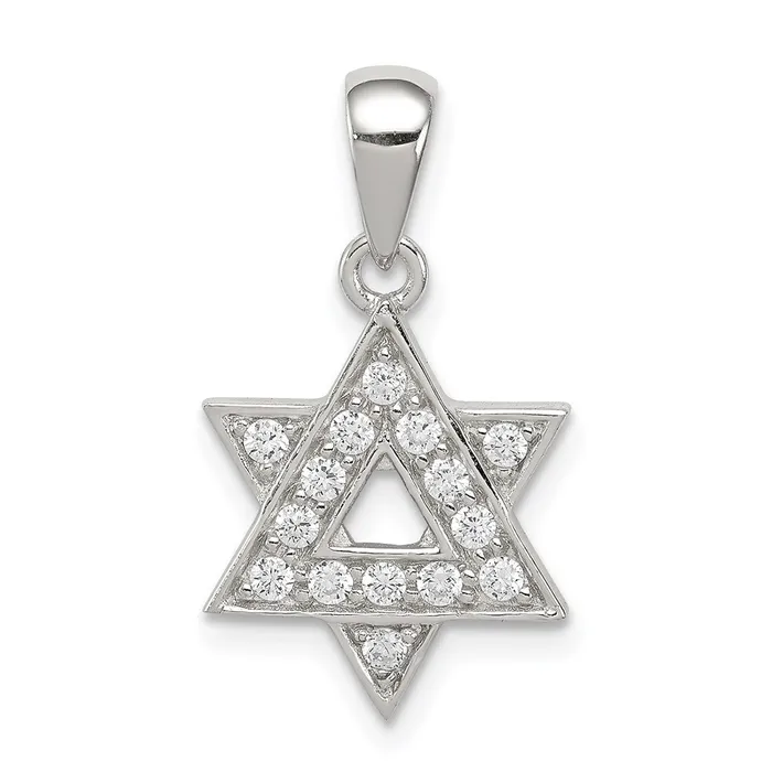 TreasureFineJewelers Necklaces Sterling Silver CZ Star of David Pendant