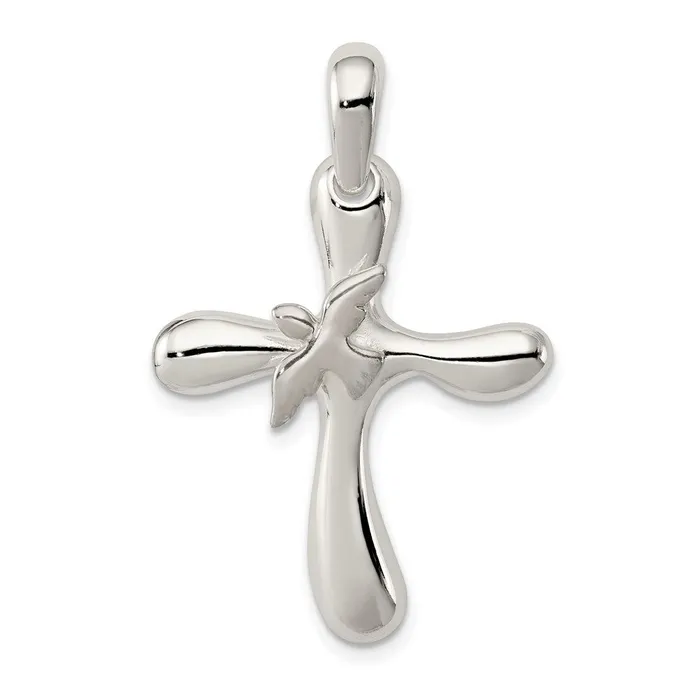 TreasureFineJewelers Necklaces Sterling Silver Dove Cross Pendant