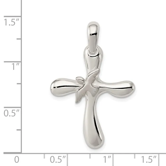 TreasureFineJewelers Necklaces Sterling Silver Dove Cross Pendant