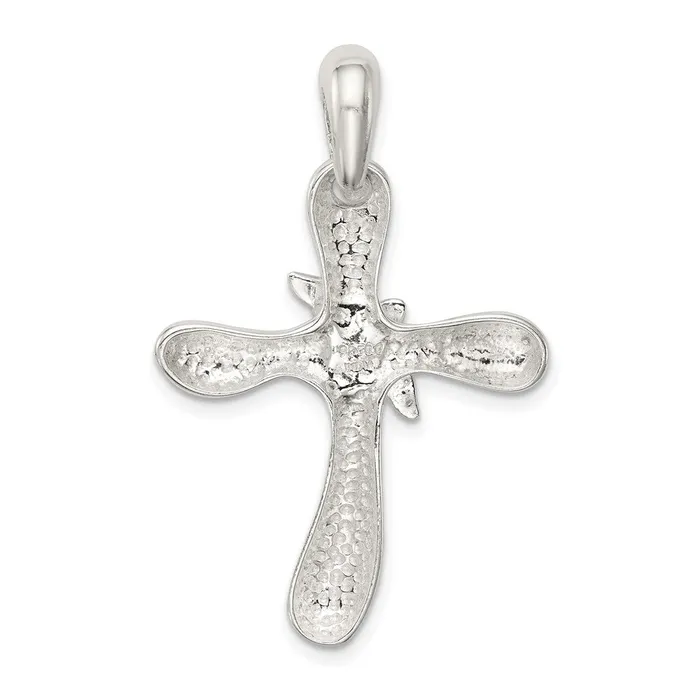 TreasureFineJewelers Necklaces Sterling Silver Dove Cross Pendant