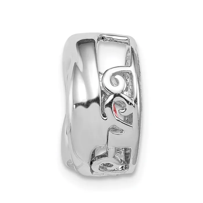 TreasureFineJewelers Necklaces Sterling Silver Platinumplated Polished Vibrant Pink CZ Circle Pendant