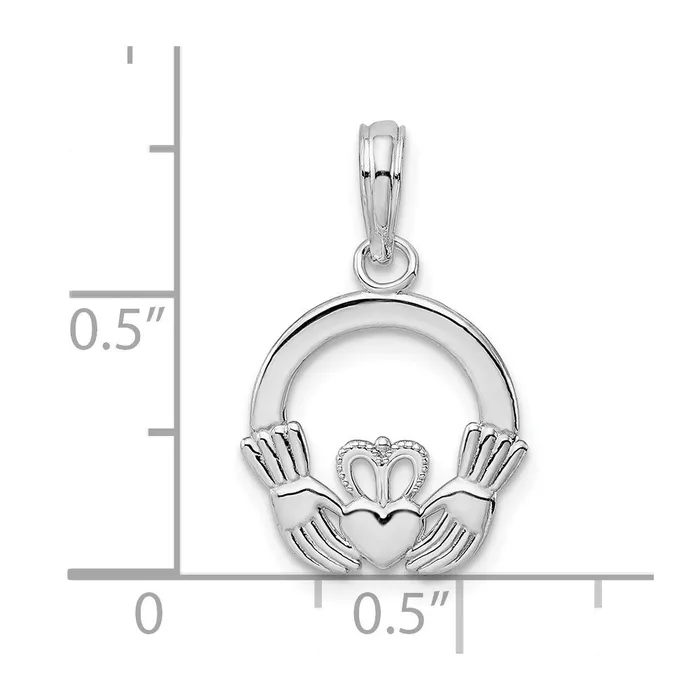 TreasureFineJewelers Necklaces Sterling Silver Polished Claddagh Circle Pendant