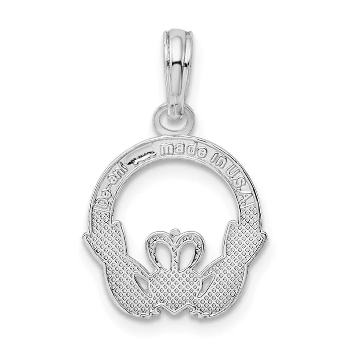 TreasureFineJewelers Necklaces Sterling Silver Polished Claddagh Circle Pendant
