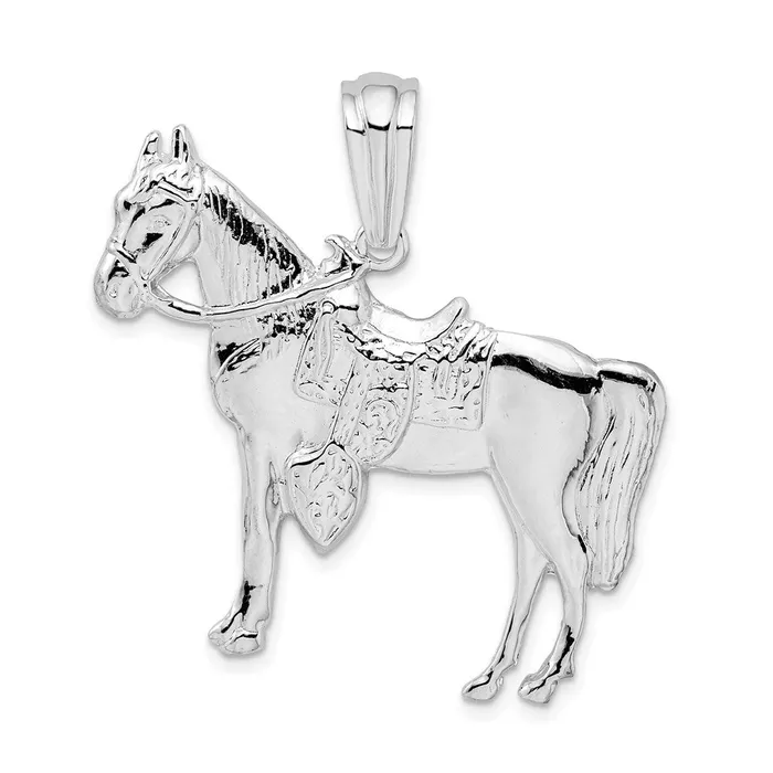 TreasureFineJewelers Necklaces Sterling Silver Polished Horse wSaddle Pendant TreasureFineJewelers Necklaces Sterling Silver Polished Horse wSaddle Pendant