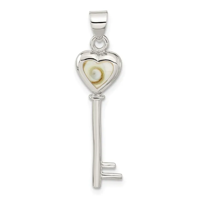 TreasureFineJewelers Necklaces Sterling Silver Polished Shiva Eye Heart Key Pendant TreasureFineJewelers Necklaces Sterling Silver Polished Shiva Eye Heart Key Pendant