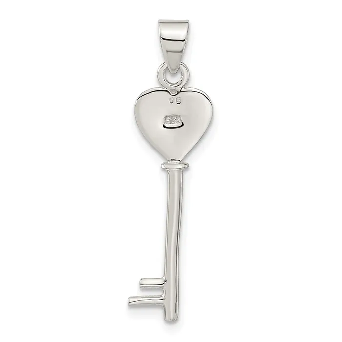TreasureFineJewelers Necklaces Sterling Silver Polished Shiva Eye Heart Key Pendant