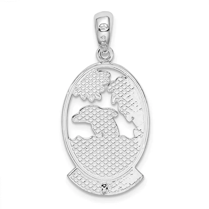 TreasureFineJewelers Necklaces Sterling Silver Polished St Thomas Dolphin Sunset Pendant