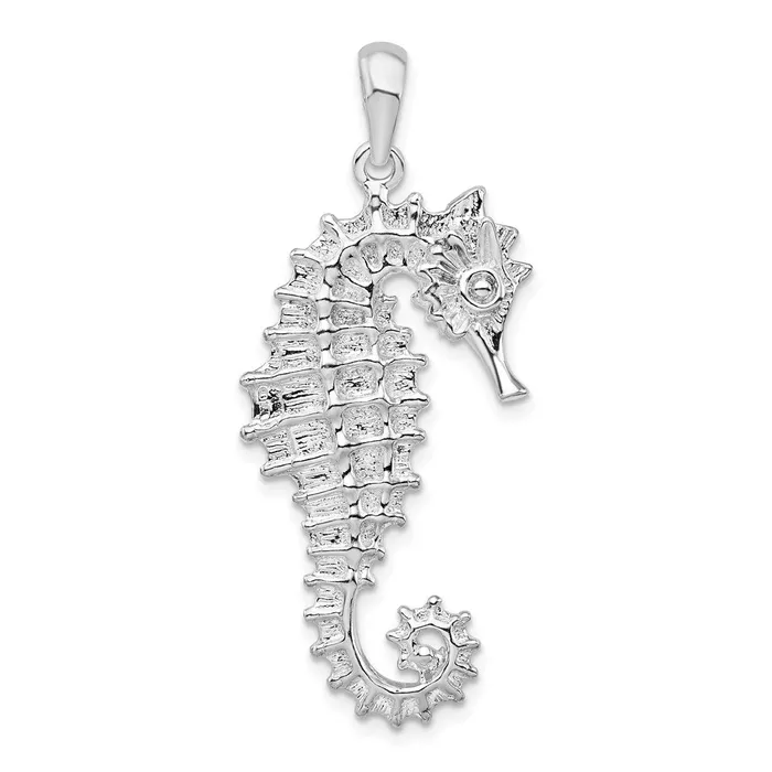 TreasureFineJewelers Necklaces Sterling Silver Polished Textured 3D Seahorse Pendant TreasureFineJewelers Necklaces Sterling Silver Polished Textured 3D Seahorse Pendant