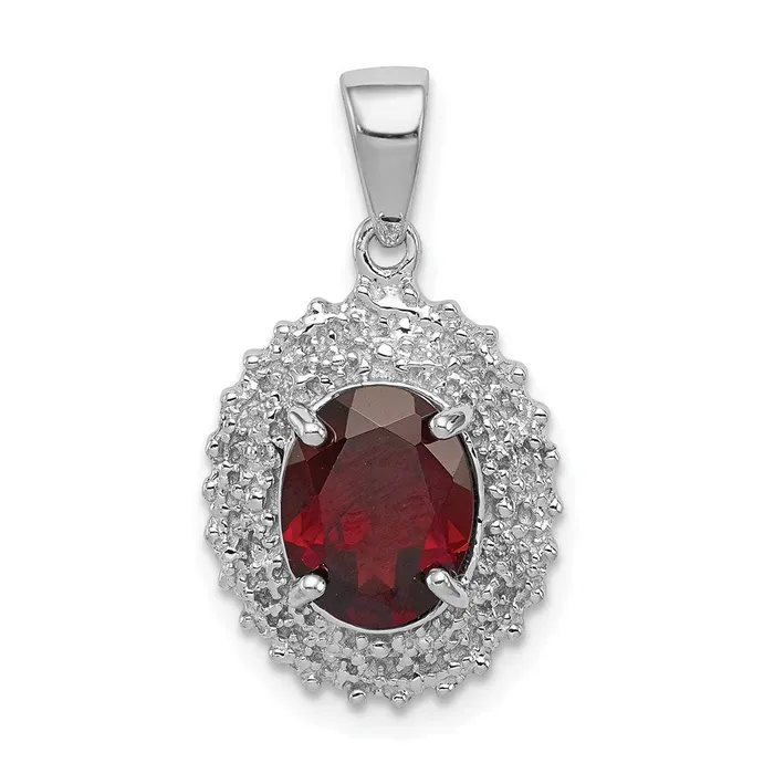 TreasureFineJewelers Necklaces Sterling Silver Rhodium Garnet Diamond Pendant TreasureFineJewelers Necklaces Sterling Silver Rhodium Garnet Diamond Pendant