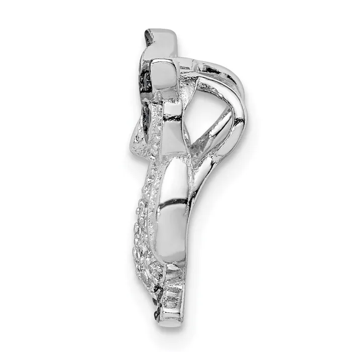 TreasureFineJewelers Necklaces Sterling Silver Rhodiumplated Black and Clear CZ Owl Chain Slide