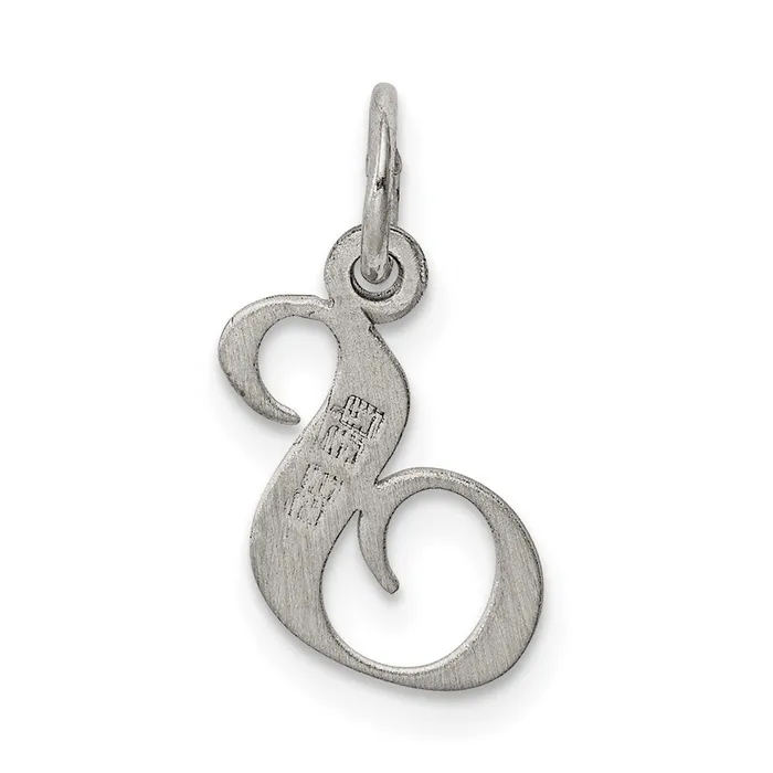 TreasureFineJewelers Necklaces Sterling Silver Rhodiumplated Fancy Script Letter S Initial Charm