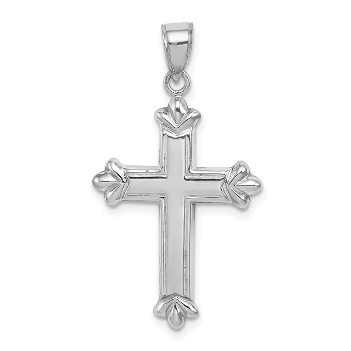 TreasureFineJewelers Necklaces Sterling Silver Rhodiumplated Fleurdelis Cross Pendant TreasureFineJewelers Necklaces Sterling Silver Rhodiumplated Fleurdelis Cross Pendant