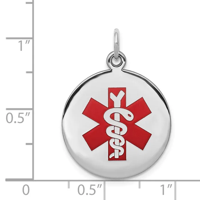 TreasureFineJewelers Necklaces Sterling Silver Rhodiumplated Medical Jewelry Pendant