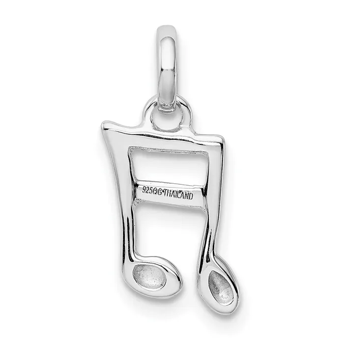 TreasureFineJewelers Necklaces Sterling Silver Rhodiumplated Music Note Pendant
