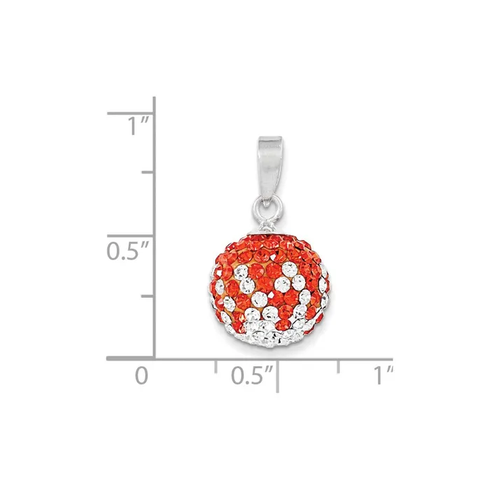 TreasureFineJewelers Necklaces Sterling Silver Swarovski Elements Ball Pendant