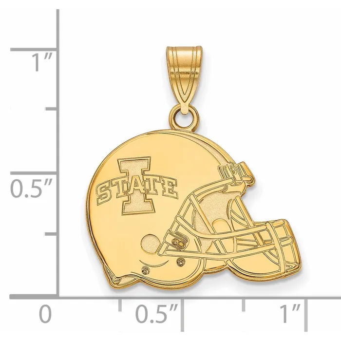 TreasureFineJewelers PreStyled Sets 10K Yellow Gold Iowa State University Football Helmet Pendant