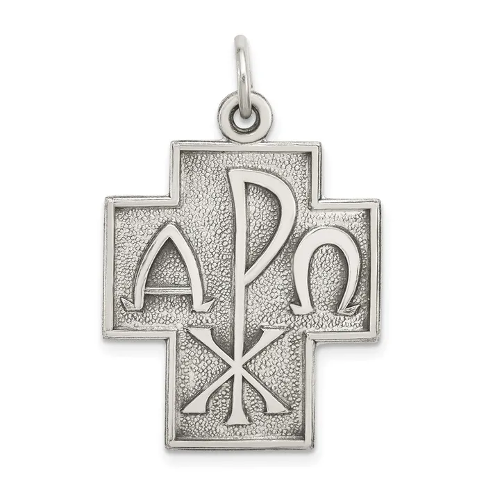 TreasureFineJewelers Sterling Silver Antiqued Alpha Omega Cross Pendant Necklaces TreasureFineJewelers Sterling Silver Antiqued Alpha Omega Cross Pendant Necklaces