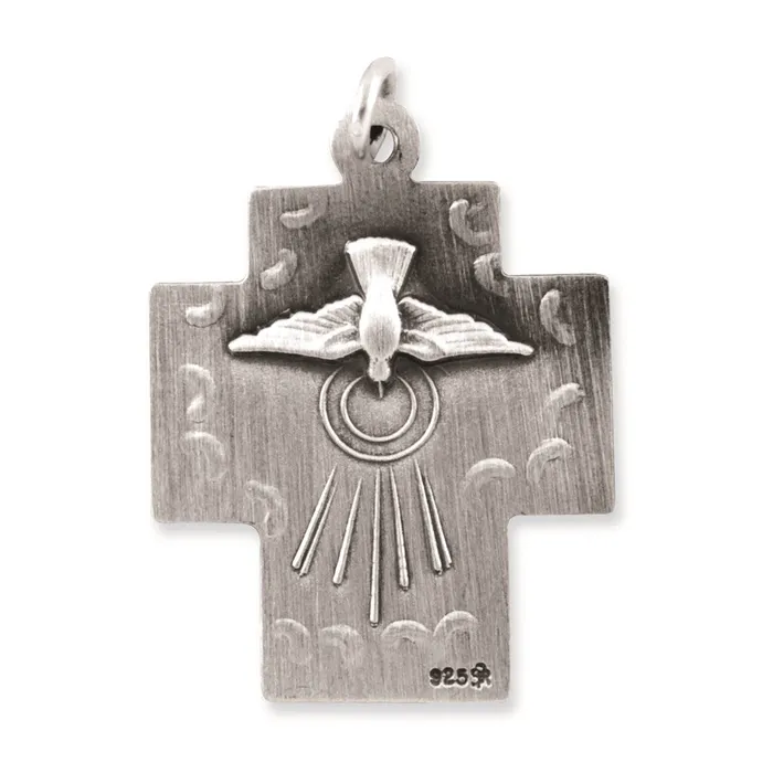TreasureFineJewelers Sterling Silver Antiqued Alpha Omega Cross Pendant Necklaces