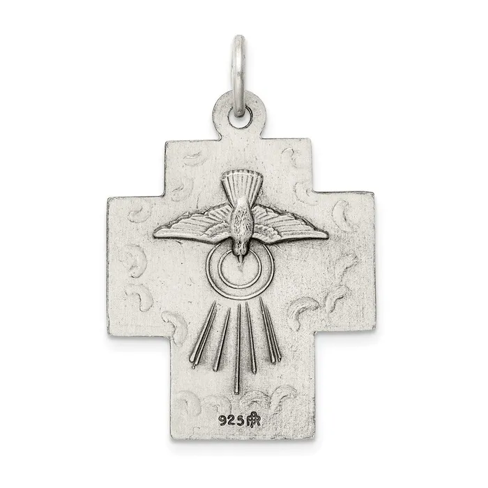 TreasureFineJewelers Sterling Silver Antiqued Alpha Omega Cross Pendant Necklaces