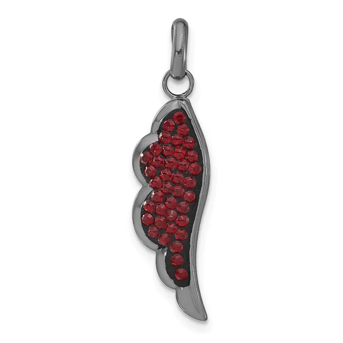 TreasureFineJewelers Sterling Silver Black Ceramic Red Swarovski Elements Wing Pendant Necklaces TreasureFineJewelers Sterling Silver Black Ceramic Red Swarovski Elements Wing Pendant Necklaces