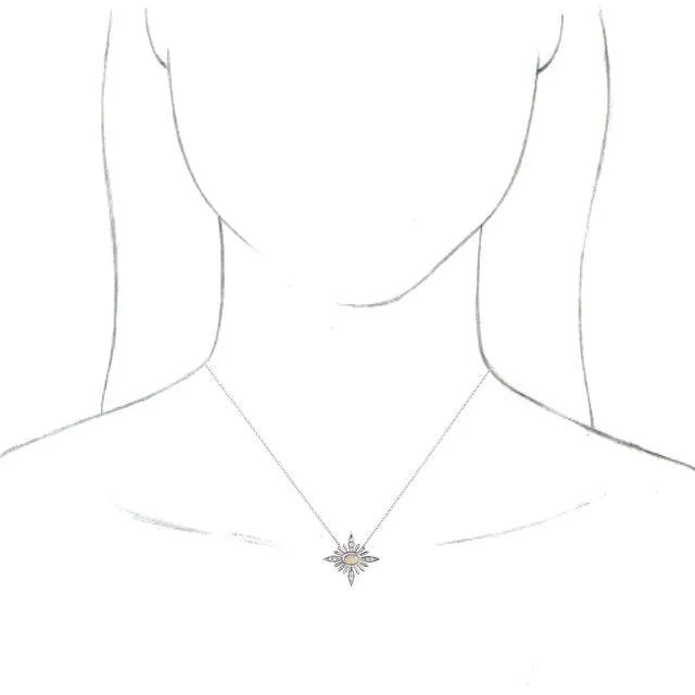 TreasureFineJewelers Sterling Silver Natural White Ethiopian Opal 08 CTW Natural Diamond Celestial 1618 Necklace Necklaces