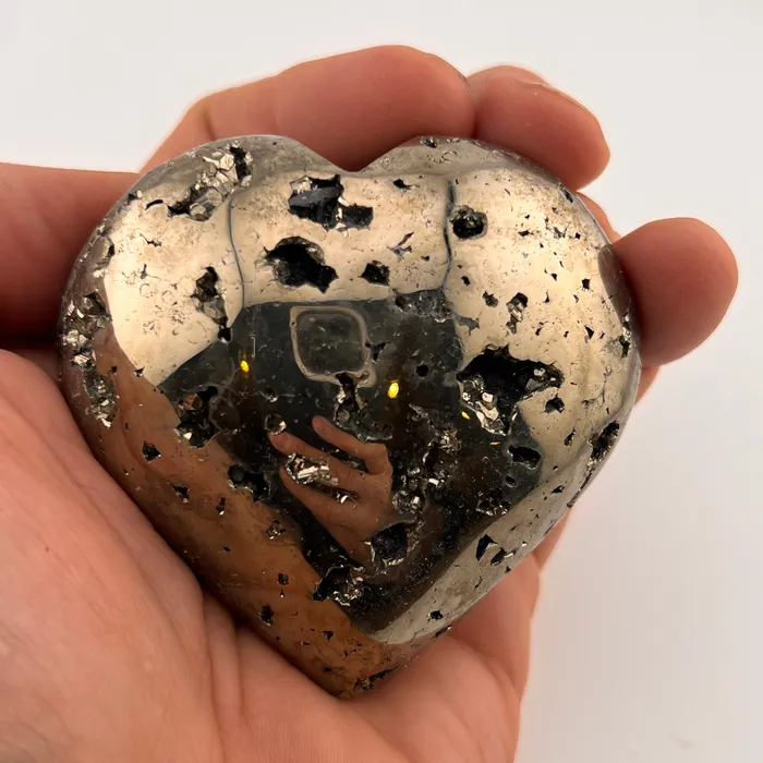 Twin Rocks and Crystals Necklaces Polished Pyrite Heart Size 4