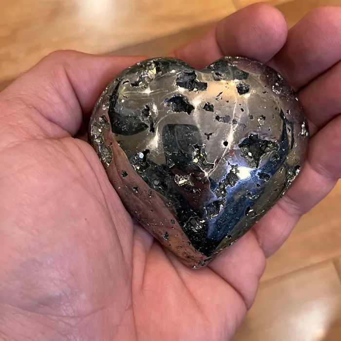 Twin Rocks and Crystals Necklaces Polished Pyrite Heart Size 4