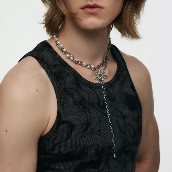 AntiWar Flower Pearl Necklace Blackheadshop Necklaces